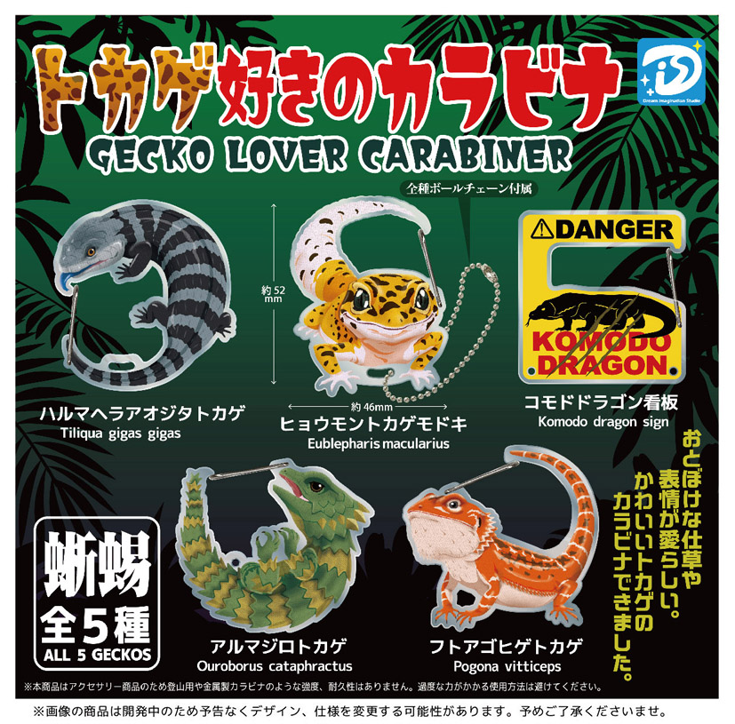 dis_capsuletoy's tweet photo. 2027年1月再販予定ガチャのご紹介②

🦎『トカゲ好きのカラビナ』🦎
爬虫類界のアイドルがアクリルカラビナに
なって登場します！ 
愛嬌たっぷりトカゲの魅力をアピールしちゃおう！

発売日：1月中旬予定 全5種／税込400��

#ヒョウモントカゲモドキ
#ハルマヘラアオジタトカゲ
#フトアゴヒゲトカゲ https://t.co/yxJ3ZVIzPc