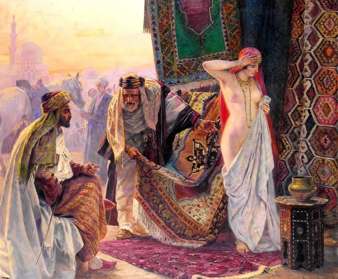 archeohistories's tweet photo. Slavery and concubinage (including sexual slavery) were recognized and legally regulated institutions in the traditional history of the Islamic world and classical Sharia jurisprudence for over a millennium. Under classical Islamic jurisprudence, chattel slavery was generally restricted to non-Muslim captives acquired through lawful warfare (jihad) in the dar al-harb (House of War) or their descendants. Free Muslims and protected non-Muslim minorities (dhimmis) living under Islamic rule were legally exempt from enslavement.

Islamic law permitted a master to have sexual relations with his female slaves, referred to as ma malakat aymanukum ("that which your right hand possesses"). This was distinct from standard marriage (nikah); female slaves served as domestic laborers or as sexual concubines. Jurisprudence provided certain rights, such as prohibiting the separation of mothers from young children, requiring basic provisions, and encouraging manumission (freeing of slaves) as an act of piety or expiation for sins. An umm walad—a concubine who bore her master a child—could not be sold and was automatically freed upon the master's death.

Historical data shows that Arab and Ottoman traders focused heavily on capturing women and girls. Buyers used female slaves for domestic work and sexual concubinage inside harems. Traders castrated many male slaves to create eunuchs. Masters viewed castrated guards and soldiers as more reliable and unable to reproduce.

Beginning in the 9th century and intensifying throughout the Middle Ages, the Muslim slave raids into Europe became a grim and persistent reality. Mediterranean transformed into a battlefield of human plunder as North African corsairs—pirates and slavers sanctioned by the Muslim states of Algiers, Tunis, and Tripoli—turned the coasts of Europe into hunting grounds. From the shores of Italy and Spain to distant villages in Ireland and Iceland, these raids, which reached their peak between the 16th and 18th centuries, terrorized Christendom. Entire communities were swept away into the darkness of captivity. Historical estimates suggest that between one and one-and-a-half million Europeans were enslaved by Muslim raiders during this period, feeding the insatiable slave markets of North Africa.

The raids were calculated acts of economic and social devastation. Armed with scimitars and matchlocks, the corsairs descended with terrifying speed, capturing men to row their galleys, women to fill harems, and children to sell in the bustling markets of Algiers or Constantinople. In 1627, a fleet of Barbary ships reached as far as Iceland, abducting 400 villagers in a single night, while closer to home, entire swathes of the Italian and Spanish coasts were depopulated. In 1540, the Corsican town of Bonifacio lost half its population to enslavement. Even great cities like Valencia and Naples lived in fear of these predatory fleets. European captives, bound and beaten, were paraded in North African slave markets, described by horrified Christian travelers as “infernos of human misery.”

But Christendom was not idle in the face of these atrocities. Spain, at the forefront of the Reconquista and hardened by centuries of conflict with Islamic forces, took the lead in fighting back. Spanish fleets, bolstered by Catholic alliances, waged relentless campaigns against the corsairs, culminating in decisive victories such as the 1571 Battle of Lepanto, where the Holy League shattered the Ottoman navy. Spain’s coastal fortresses and counter-raids on North African ports became symbols of defiance, and by the 18th century, the balance of power began to shift. Though the scars of these centuries-long raids remained, Europe’s resolve to push back turned the tide, eventually breaking the corsairs’ dominance over the Mediterranean.

📷 : Scene at a slave market by Swiss artist Otto Pilny (1866-1936) painted in 1919. 

#archaeohistories