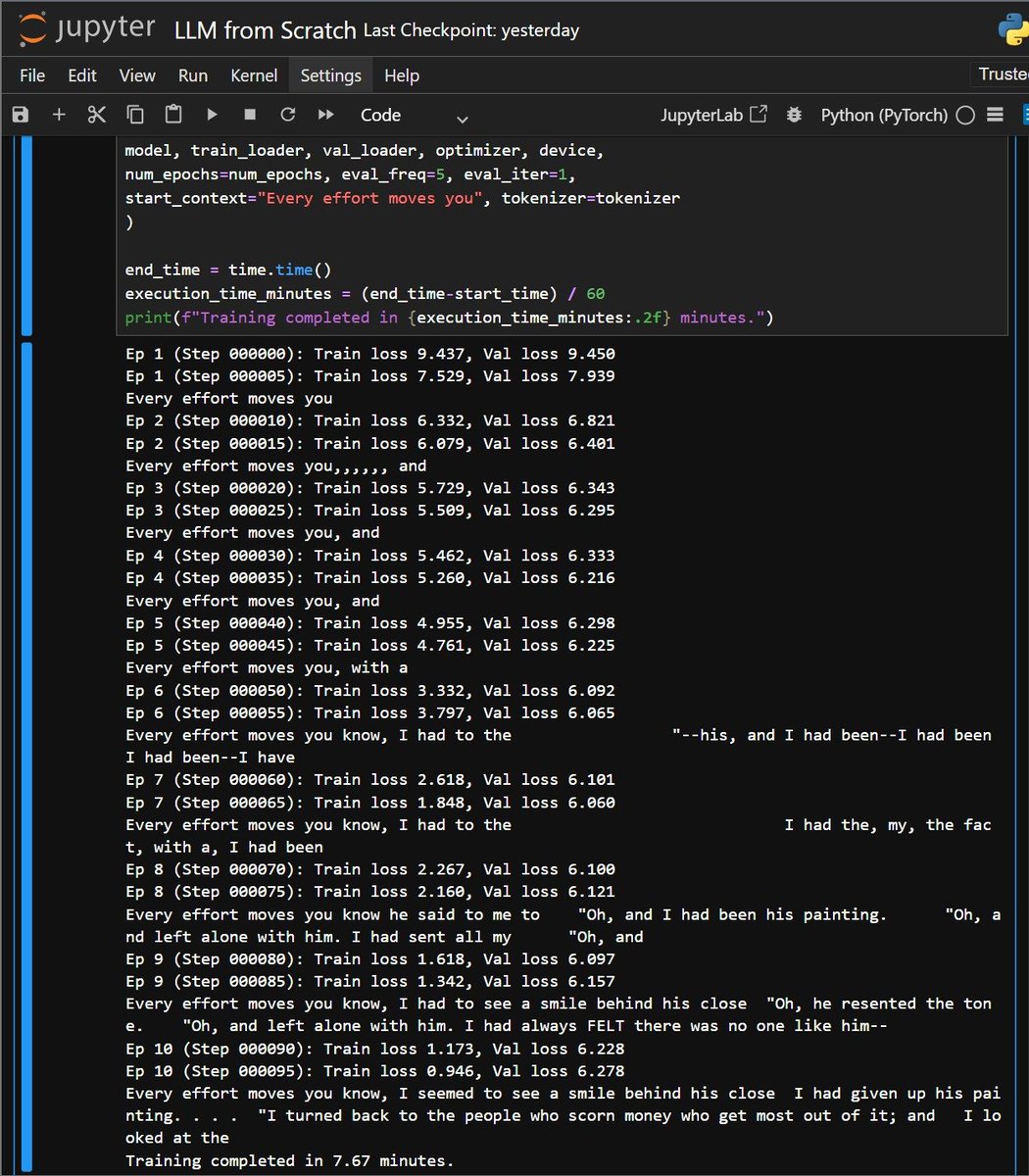 shoupxx's tweet photo. Day 119 —> Becoming an AI Engineer

LLM from scratch, including --> full forward + loss + backprop pipeline.

GPT-2’s arch~164M parameters across embeddings, attention, FFNs &amp; Transformer blocks.

Insight: Scale comes from simple operations × learned parameters.

#DL #LLM #GPT2 https://t.co/xf5XtlYGYL