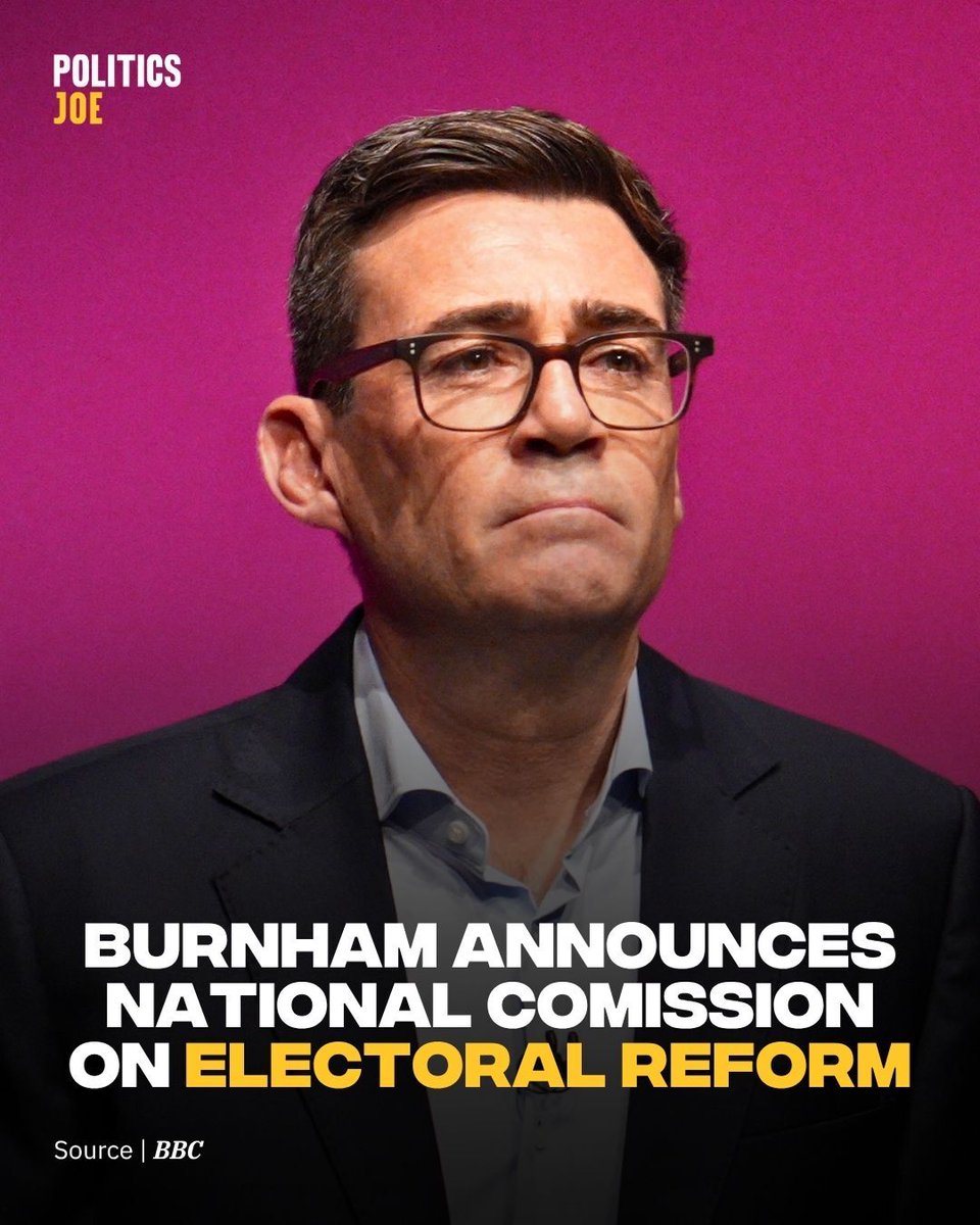 PoliticsJOE_UK's tweet photo. Andy Burnham signalled in his conference speech that he intends to fight the next election on the promise of electoral reform.

He wants a system where "everyone’s vote counts, and everyone’s voice is heard.” https://t.co/Jp7MpWy3JZ