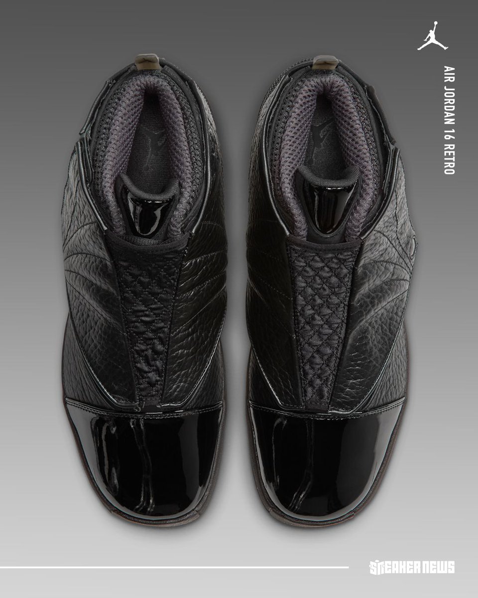 SneakerNews's tweet photo. AIR JORDAN 16 "BLACK PACK" 🖤 

Releasing October 3rd for 2026. Is this the best pair from the Black Pack collection?

Get a closer look >> https://t.co/vFp8FMNvaG https://t.co/2clJEEArAG