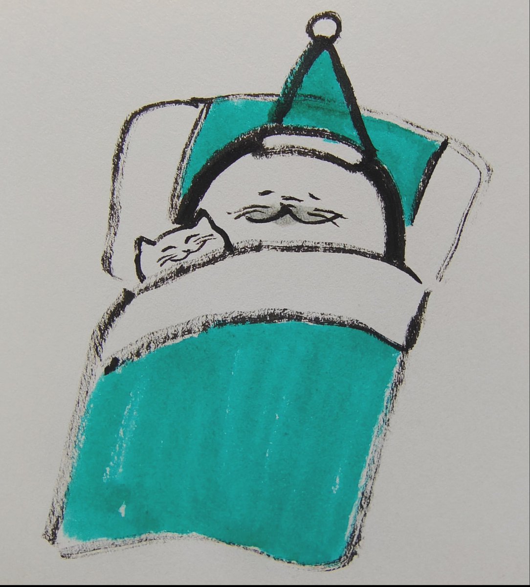 jissunboshi96's tweet photo. 寝ていたら、布団にネコが入ってきたアザラシを描きました。 https://t.co/B52LSJOmdf