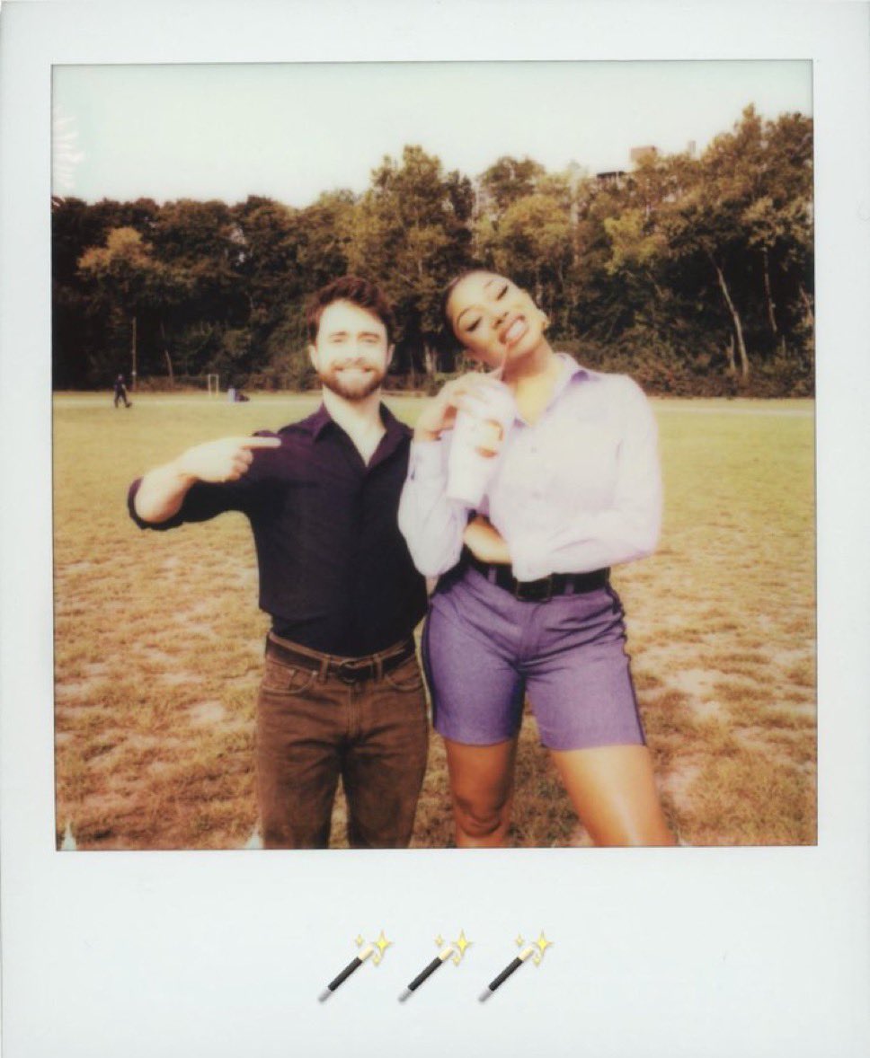 MegansStats's tweet photo. Megan Thee Stallion talks about working either Daniel Radcliffe while filming ‘Reggie Dinkins’:

— “‘Megan clearly knows how to find the right work families. She gushes about the entire cast of Reggie Dinkins, especially her primary scene partner, Radcliffe. “I was on that set, calling that man Harry Potter all day,” she exclaims. He clearly took it in stride. “Daniel made me feel so, so, so comfortable. We were literally talking and joking the whole time. I think that’s why the chemistry was so good.’”