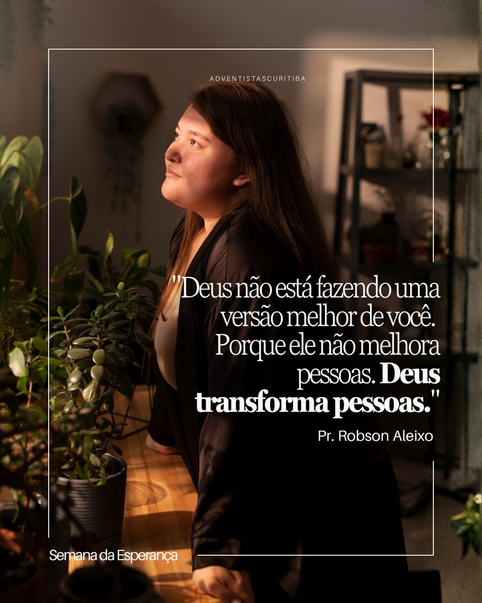 adventcuritiba's tweet photo. Deus não melhora pessoas. Deus transforma pessoas.
O mundo oferece upgrade. O evangelho oferece novo nascimento.

Pr. Robson Aleixo · Semana da Esperança · IASD Central Curitiba

#SemanaDaEsperança #fé #iasd https://t.co/T4ivHdlAoh