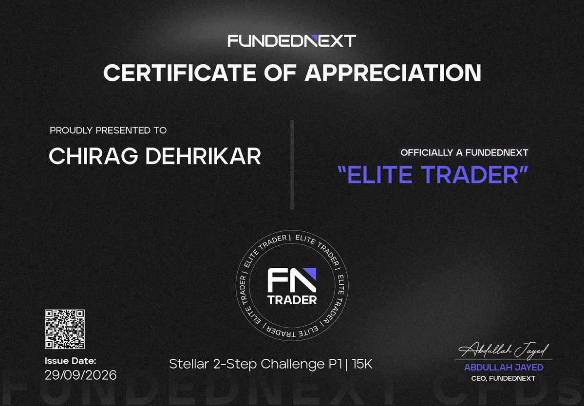 Legit_Traders07's tweet photo. 🏆 BIG CONGRATULATIONS, CHIRAG DEHRIKAR! 🎉

Another achievement unlocked for the LEGIT COMMUNITY! 👑
Officially recognised as a FundedNext “Elite Trader” 💙
Your discipline, consistency &amp; hard work are truly appreciated. 📈

Keep growing. Keep conquering. 🚀
— LEGIT COMMUNITY🔥 https://t.co/7JBa7pZgBL