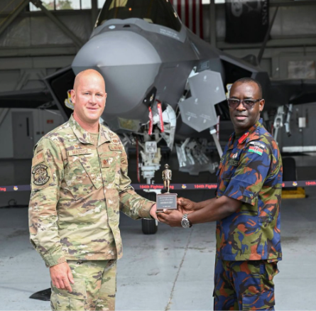 kenyaaxis's tweet photo. A #Kenyan Defence Forces delegation visited the 104th Fighter Wing of the #US Massachusetts Air National Guard. At Barnes Air National Guard Base, talks covered F-35A operations, aircraft maintenance training, quality assurance, logistics and combat-readiness modernisation. https://t.co/IWTH57YbCV