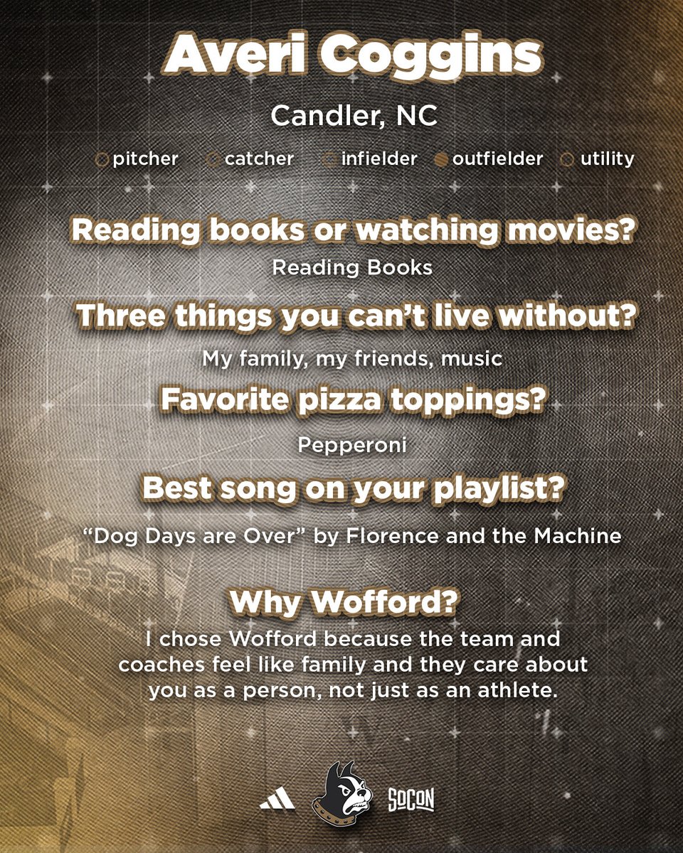 WoffordSoftball's tweet photo. Meet the newcomers ➡️ Averi Coggins

#ConquerandPrevail #ForTheW https://t.co/xeI5s0owP3