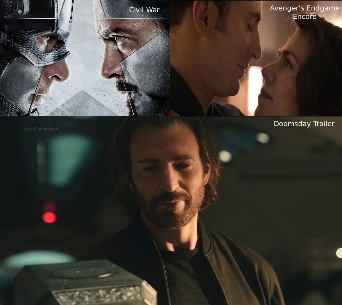 RealSinchanDon's tweet photo. Steve lied to tony, caused incursion's by staying with Peggy.. so how is he still worthy enough to lift Mjolnir in Doomsday? https://t.co/0aXIMdpXyO