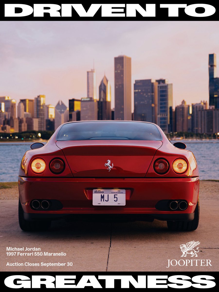 joopiteronline's tweet photo. The final countdown 🏀🏁

Michael Jordan 'The Last Dance' Game Worn 1998 NBA Finals Game 3 Jersey closes September 29 | 8pm EDT. 

Michael Jordan 1997 Ferrari 550 Maranello closes September 30 | 7pm EDT. 

Link in bio to place your final bids. 

#JOOPITER #DrivenToGreatness https://t.co/fLyUPzRtl6