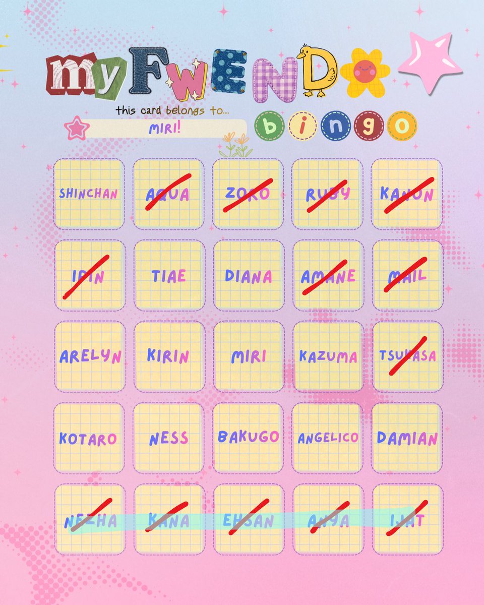 BubsMiri's tweet photo. @BossTiae MIRI BINGO https://t.co/0mIa4t61nA