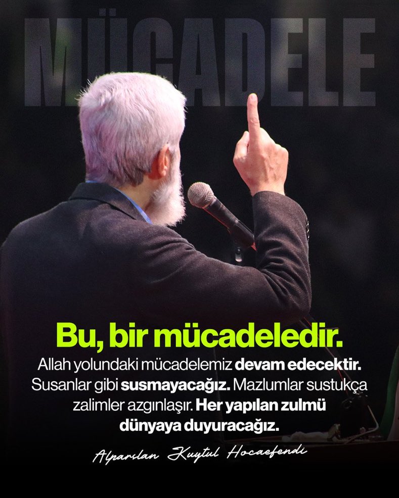 susturulamz's tweet photo. Bu, bir mücadeledir. Allah yolundaki mücadelemiz devam edecektir. Susanlar gibi susmayacağız. Mazlumlar sustukça zalimler azgınlaşır. Her yapılan zulmü dünyaya duyuracağız. 

Alparslan Kuytul Hocaefendi

#28ŞubatHortladı
#OsmaniyeAdliyesi
#KuranOkumakSuçMu https://t.co/jrhiUVxcDh