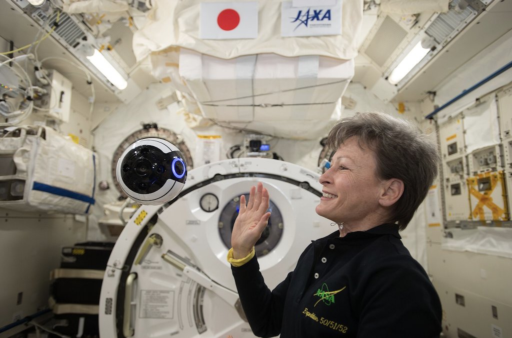 AstroPeggy's tweet photo. The ground team is closely involved in the Space Station’s day-to-day work, so they need a clear view of what’s happening on board. This means setting up cameras and taking photos which can take up a significant amount of work time. To help offset that time, JAXA sent up this little guy, the Int-Ball in 2017 to take photos and video for the ground teams. Having something constantly hovering around us did take some getting used to, but it quickly proved its value. The 2017 Int-Ball was a successful technology demonstration, and its successor is still flying on the Station today!