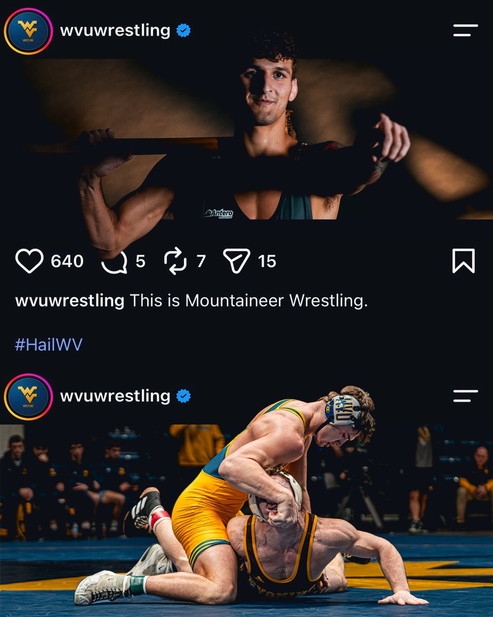 WVUWrestling's tweet photo. This is Mountaineer wrestling. 

#HailWV https://t.co/qsnEXDtK6X