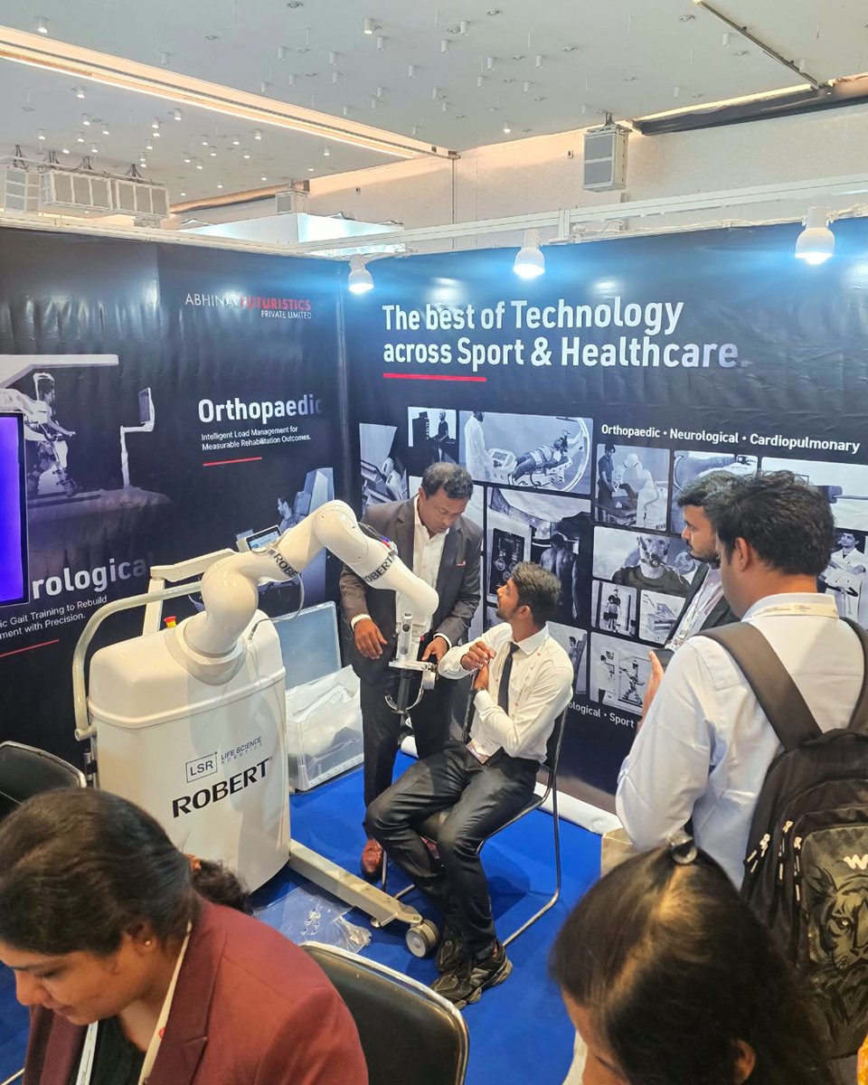 LSR_Robotics's tweet photo. Our sales partner in India, @abhinavfuturis1 , participated in the World Physiotherapy AWP Regional Conference 2026 in New Delhi, showcasing ROBERT® through live demonstrations of its upper extremity rehabilitation capabilities. 🇮🇳
Thank you to the Abhinav Futuristics team. 🤝 https://t.co/HM35vSz0Fs