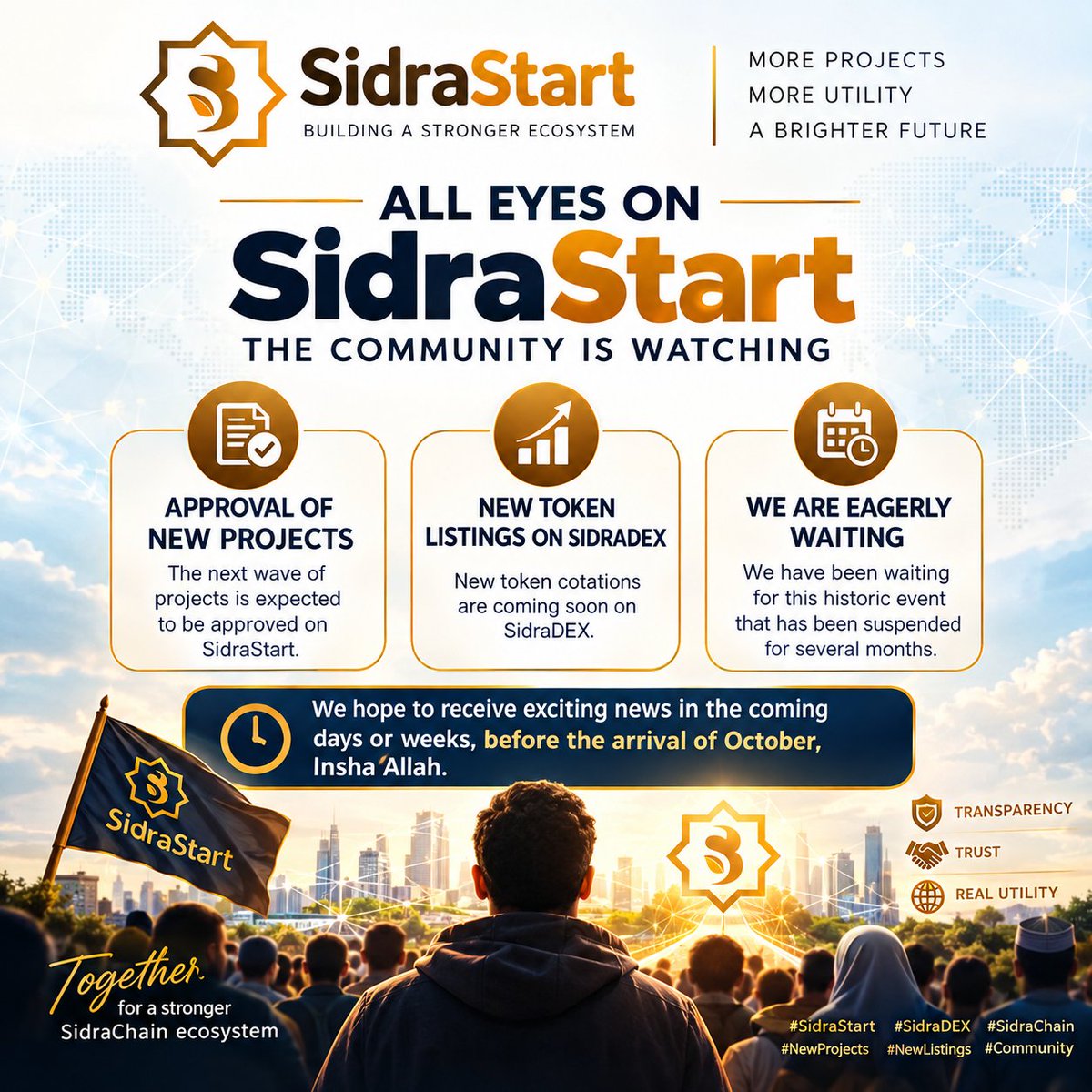 ValmOfficiels's tweet photo. All eyes on SidraStart 👀
🔹 Approval of new projects
🔹 New token listings on SidraDEX
🔹 The long-awaited restart of ecosystem activities
Hoping for exciting official news soon, Insha’Allah.
The community remains patient, attentive and ready for the next chapter. 🚀
#SidraStart https://t.co/canAcUlI2K