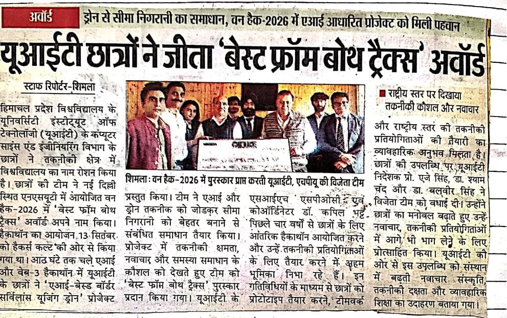 sidak94560's tweet photo. Certificate in hand, and our project made the newspaper back home in Shimla 🏆
Our AI border surveillance system (YOLO on thermal drone footage, 98% accuracy) won "Best from Both Tracks" at One Hack, NSUT Delhi.
Code: https://t.co/jSgjSjMeFn
#OneHack #MachineLearning https://t.co/3vu7AYYikL