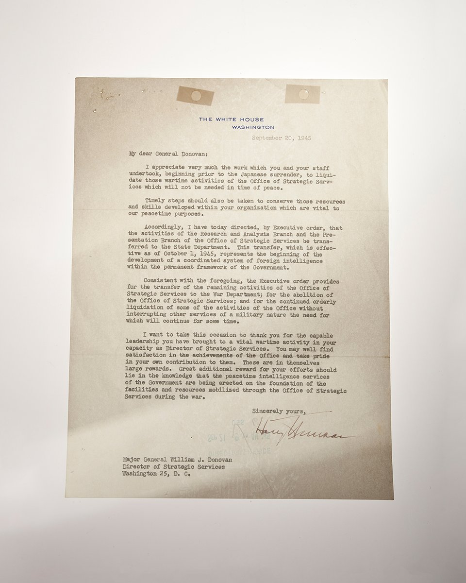 CIA's tweet photo. Artifact of the Week: Letter from President Truman to William J. Donovan.

Learn more: 
https://t.co/Y2F7RUQEHT https://t.co/7uNfuuhSZ8
