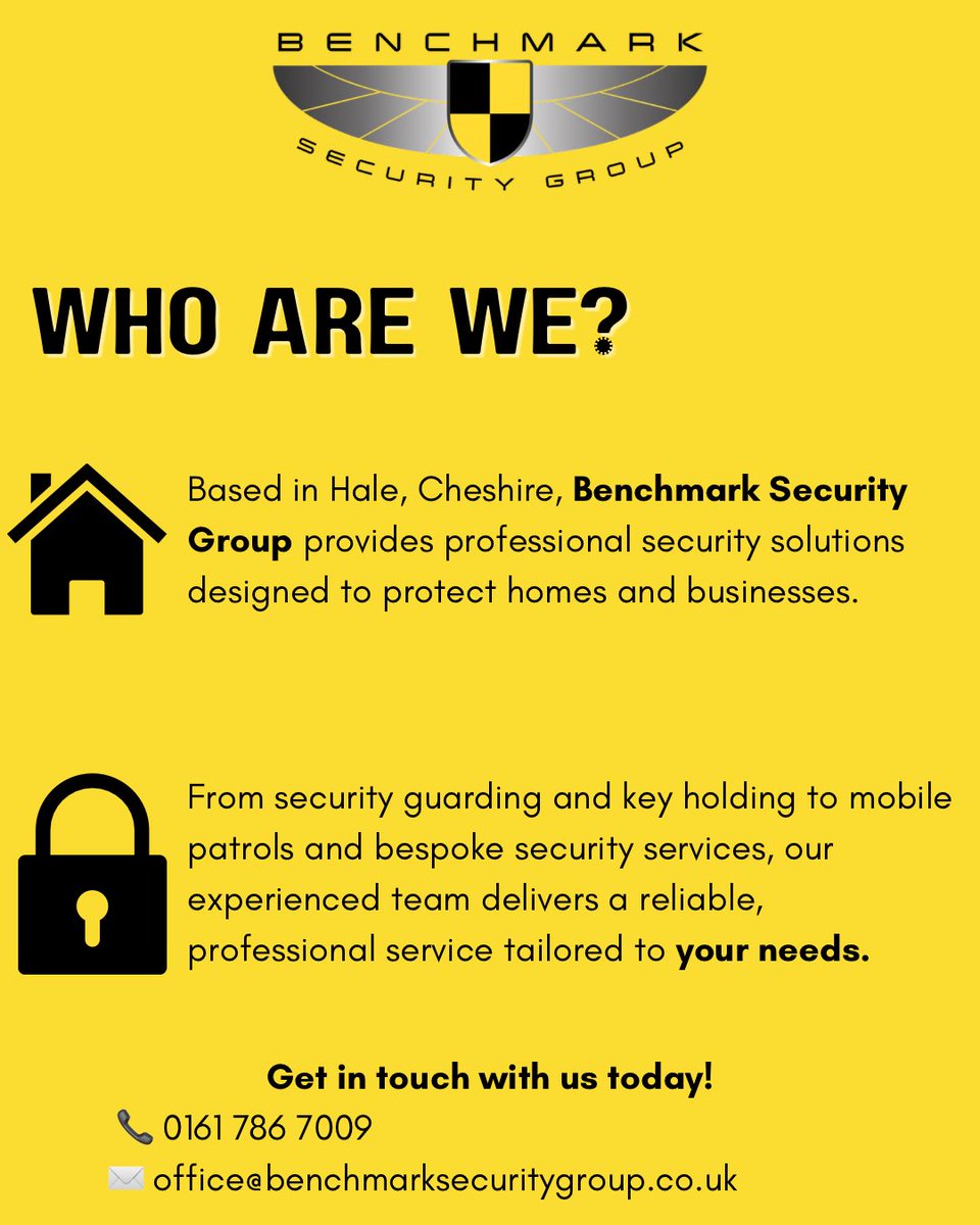 BenchmarkSGP's tweet photo. Get a free, personalised quote for your home or business security today!
Contact us for information about our services👇🏼
🔗 Head Office: 0161 786 7009
🔗 Installations team: 0161 511 3263
🔗 info@benchmarksecuritygroup.co.uk

#CCTVInstallation #SecuritySystems #GreaterManchester https://t.co/vwtiQd1hS4