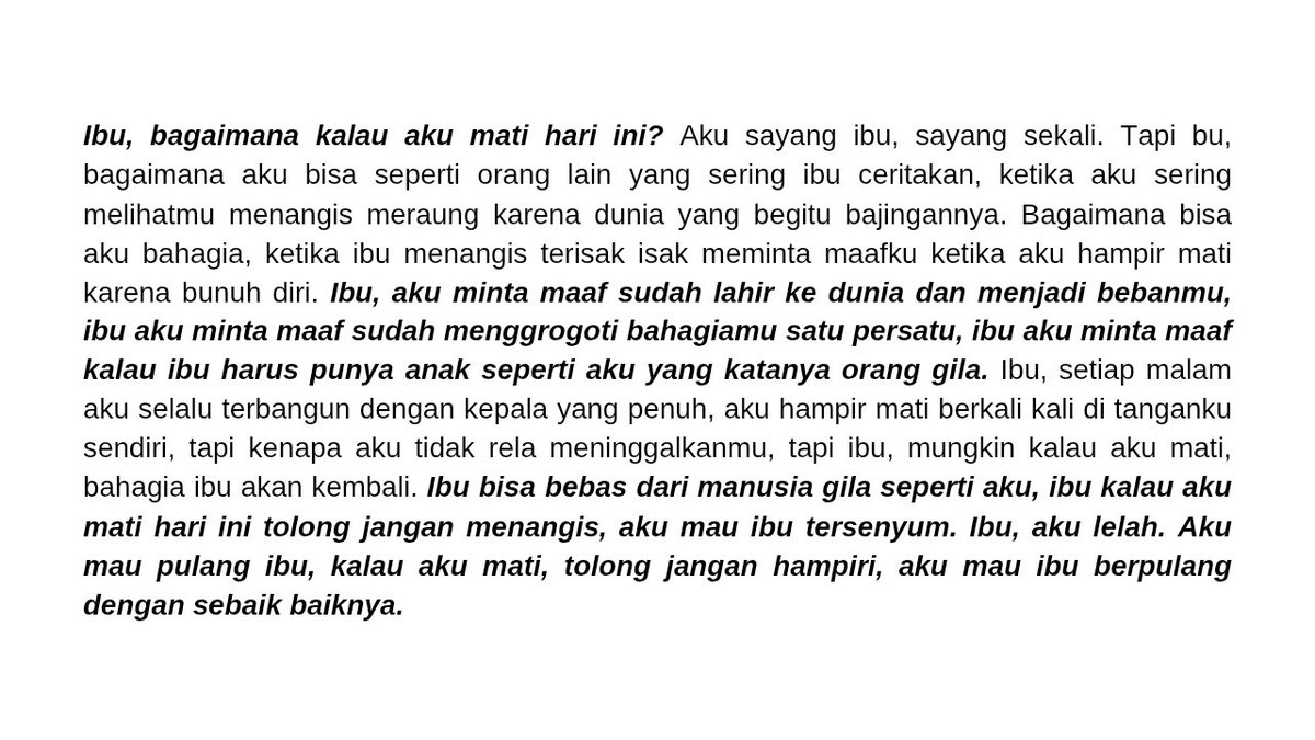 bandooeng's tweet photo. — Ibu, bagaimana kalau aku mati hari ini ?

Tw // mentions of self-harm , mentions of death https://t.co/sran5lv6uB
