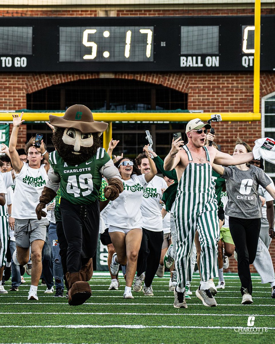 Charlotte49ers's tweet photo. Introducing your newest Niners: NORM STORM EDITION ⛈️🏃

Norm Storm is presented by UNC Charlotte Housing and Residence Life https://t.co/FifpvdpxmA