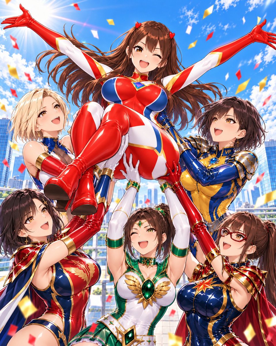 ghriona's tweet photo. @solargirl_hero pixivフォロワー1000おめでとうございます！🎊✨
大台到達ということで、チーム総出でソーラーガールさんを胴上げしてみました
🥰 https://t.co/KHaynjEvRh