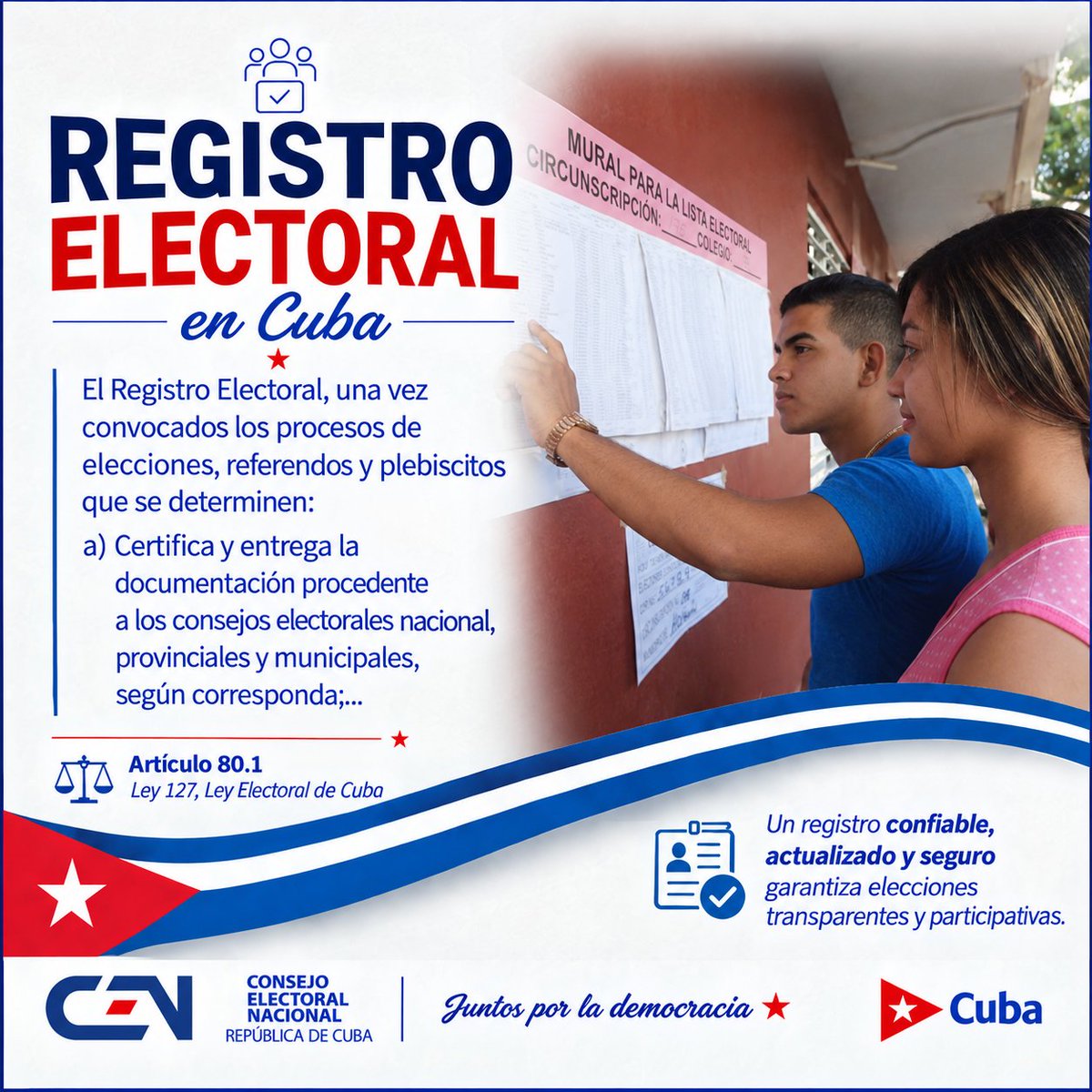 Elecciones_Cuba's tweet photo. Registro Electoral en Cuba🇨🇺
"Transparencia, Legalidad y Participación"
#JuntosPorLaDemocracia 🗳 https://t.co/EJzS1sDdBa