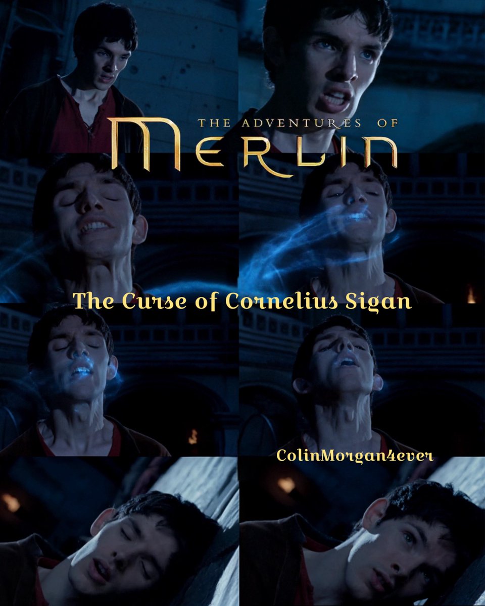 CMagnumfan's tweet photo. #posterdesign from every episode of #MerlinTvSeries now with 34/39 season 2 episode 1 #TheCurseOfCorneliusSigan aired on the 19th September 2009 #Merlin cast a spell to avoid Sigan taking his body #MerlinBBC #MissingMerlin #ColinMorgan https://t.co/GN7tUrOP7b