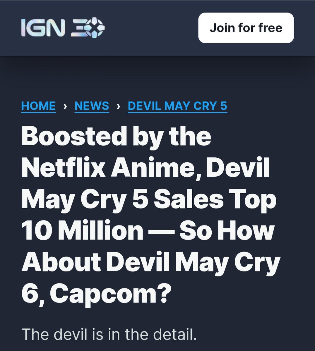 games_haven's tweet photo. Any adaptation can absolutely boost sales. DMC Netflix has a worse reputation but still did something for someone who has no idea what its supposed to be like. RE boosting sales regardless of its quality was always going to happen. 

Does absolutely nothing for the conversation. https://t.co/Lzm7LqjH7b