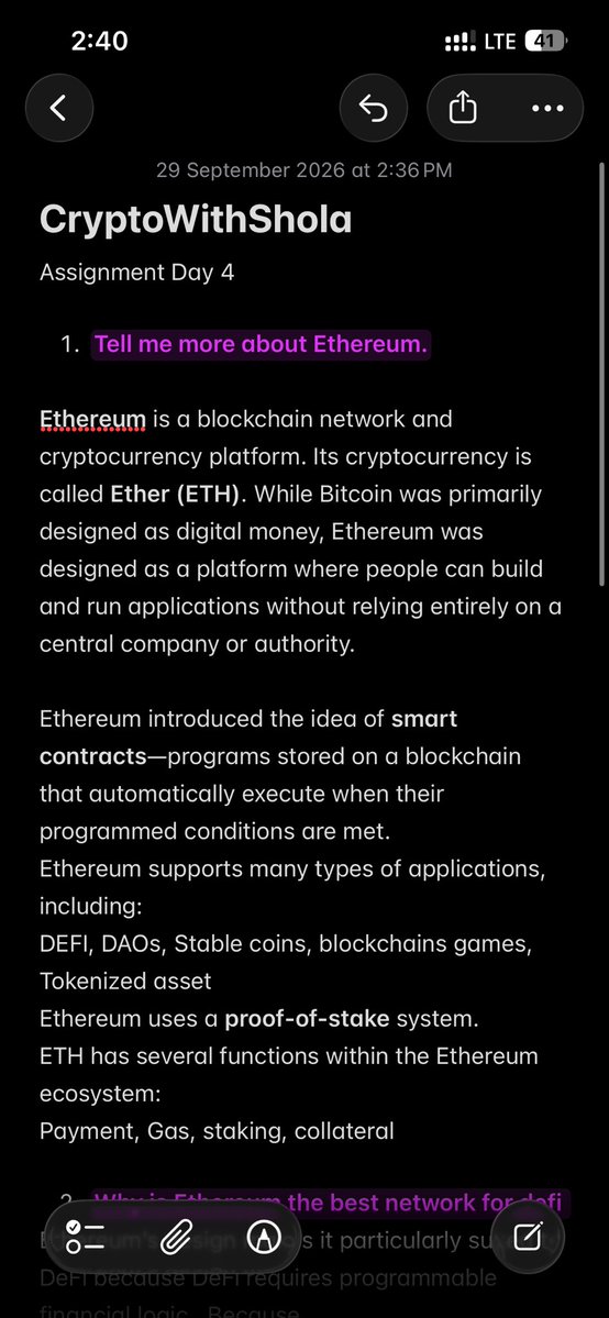 web_farmington's tweet photo. Day 4 assignments for #CryptoWithShola @CyrusOlogun https://t.co/p2MBAUAwCy