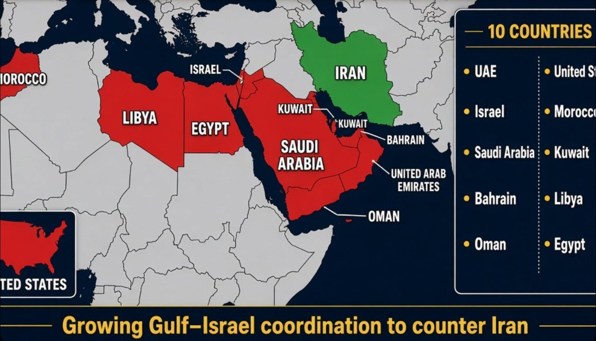 MonitorX99800's tweet photo. 🇮🇱🇮🇷🇦🇪⚡️– More 10 countries including Saudi Arabia, US, Morroco, Kuwait, Bahrain, Libya, Oman and Egypt attended the expanded meeting between Metanyahu and MBZ (UAE), with discussions focused on Iran and regional situation.

The meeting signals growing coordination between the Gulf states and Israel to counter Iran, and possible defense arrangements.