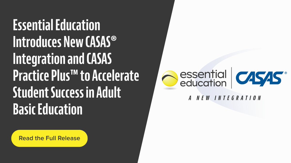 EssentialEd's tweet photo. Essential Education announced two new tools designed to accelerate measurable skills gains on CASAS GOALS 2®. To read the full announcement, please visit: https://t.co/rieAu5OlFC

#adulteducation #adulted https://t.co/2bII1QKshA