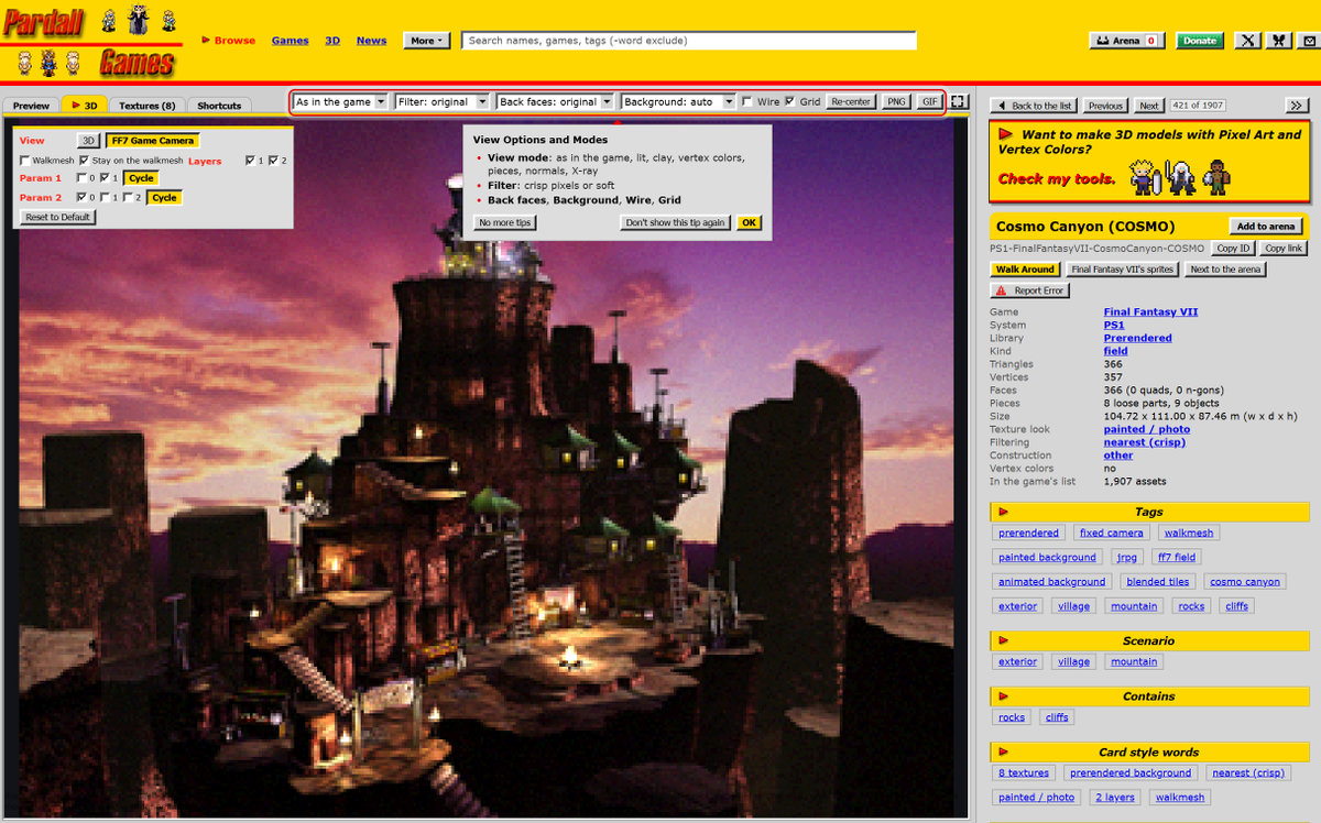 asanagi's tweet photo. 海外の有志の方が、FF7のアセットをWebで閲覧できるサイトを公開！キャラクターモデル、マップ、バトルステージ、プリレンダ背景、召喚アニメーション等など

キャラは武器の付け替えやアニメーションの再生も可能 https://t.co/0PvnSHJ31V