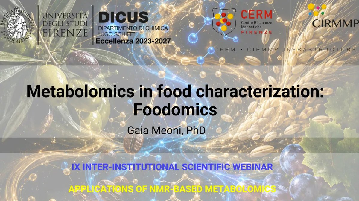 cerm_cirmmp's tweet photo. An interesting shift in focus with the presentation by Dr. Gaia Meoni " #Metabolomics in food characterization: #Foodomics"

#MRLATVIA #NMR https://t.co/4pfO6Kf5AZ