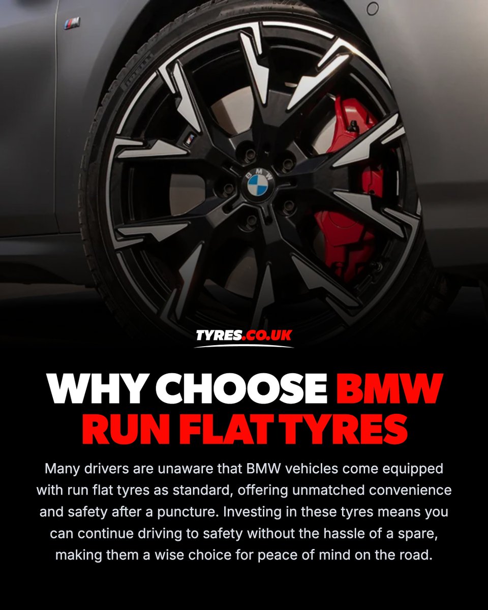 tyresukofficial's tweet photo. Thinking about upgrading to BMW run flat tyres? 🚗

They offer unmatched convenience, safety, and performance! With their robust design, you can keep driving even after a puncture.

Read more at: https://t.co/XY6gdhTTWF https://t.co/pBC8hIwcLP