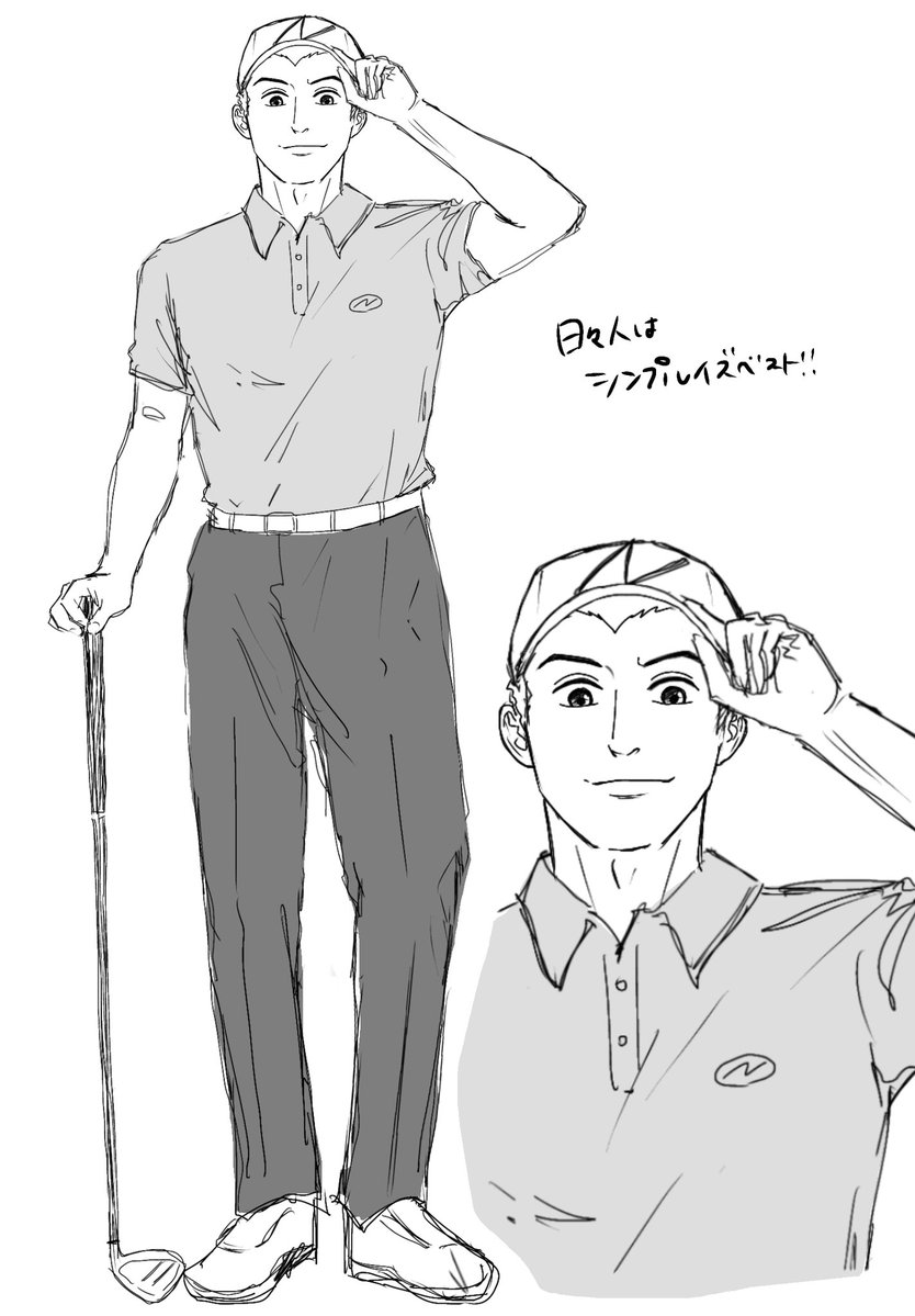 yowamoo_n's tweet photo. ゴルフウェア着てる男たちを描きたくて！
ほんとはエD〜も描きたかった画力求
(微模写) https://t.co/I1T3HoFu0x