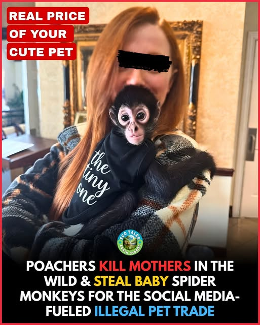 tiger26931's tweet photo. THE PRICE OF A “CUTE” VIDEO  
BABIES ARE STOLEN FROM THEIR MOTHERS, WILDLIFE IS NOT A PET
Behind the viral videos of baby spider monkeys in diapers, hugging stuffed toys and being treated like human babies, there can be a brutal hidden reality. https://t.co/QLF0pCeY5f