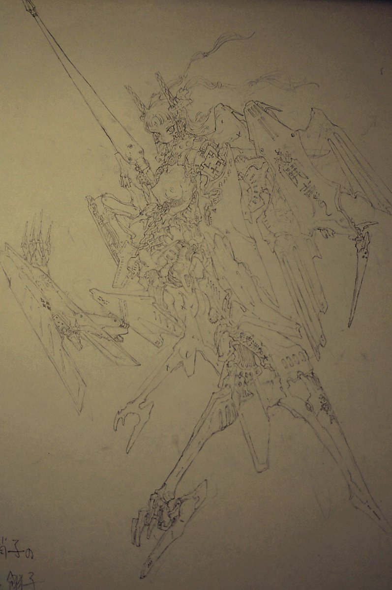 megrim_haruyo's tweet photo. ネクロテック、硝子の聲翎子(下描き)
これはだいぶ傑作が出来た気がしており、やはり他人にリスペクトを捧げて作ると良い仕事ができる… https://t.co/rBuEEzlzpL