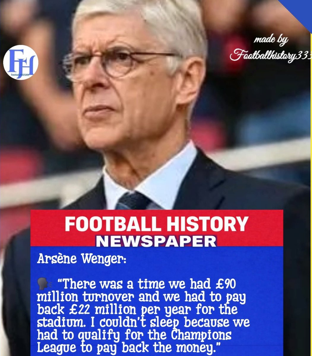 awoyemijoshua61's tweet photo. Arsène Wenger:

🗣️ “There was a time we had £90 million turnover and we had to pay back £22 million per year for the stadium. I couldn’t sleep because we had to qualify for the Champions League to pay back the money.”

🗣️ “We had to sell our best players. Other clubs came in with lots of money but we were on the same level from 2007 to 2016.”

This is why so many Arsenal fans will forever defend Wenger.

While rivals were spending freely, Arsenal were carrying the weight of the Emirates project. Every summer meant losing key players and finding ways to remain competitive enough to secure Champions League football.

🔴 Sold stars
🔴 Balanced the books
🔴 Built a world-class stadium
🔴 Kept Arsenal among Europe’s elite

Wenger didn't just manage Arsenal through that era. He carried the club through one of the most difficult financial periods in its history.

The trophies are part of his legacy. But so is the fact that Arsenal emerged from that period stronger, financially stable and ready to compete again.

Arsène Wenger was talking about “financial doping” years ago.

He was mocked, dismissed and accused of being bitter because Arsenal weren’t winning anymore.

Now Manchester City have been found guilty of the vast majority of the Premier League’s financial charges.

I hope the apologies are as loud as the disrespect was back then.

Without Wenger's sacrifices, there is no Arsenal of today.