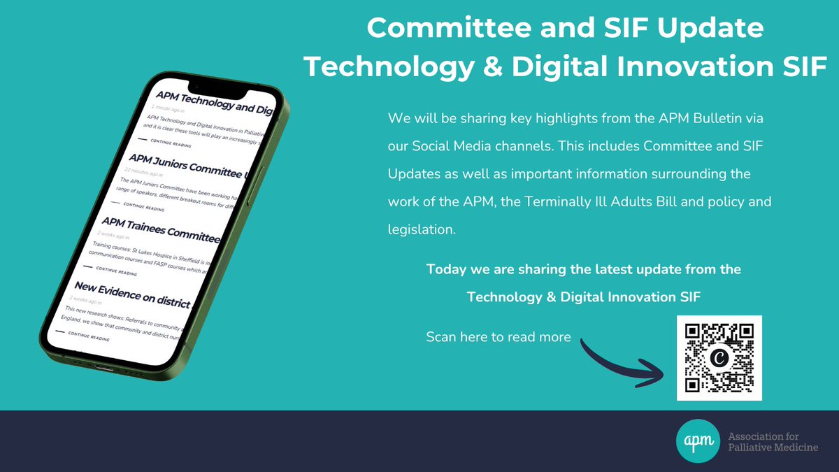 APMPostTweets's tweet photo. 📣APM Committee and SIF Update📣

📱Scan below to see what the Technology and Digital Innovation SIF have been up to recently…
If you would like to join the SIF, you can sign up here:
https://t.co/1JD562JIqM https://t.co/QNv9CwVFzK