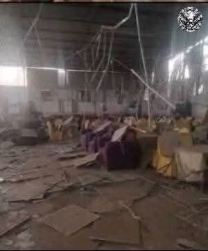 Adam_mooha's tweet photo. RSF militia drones targeted civilian facilities in El-Obeid again at dawn, damaging an event hall following strikes yesterday that killed 1 civilian and injured 10 at Sheikan College and Sports City. https://t.co/4QWFpMDRrK