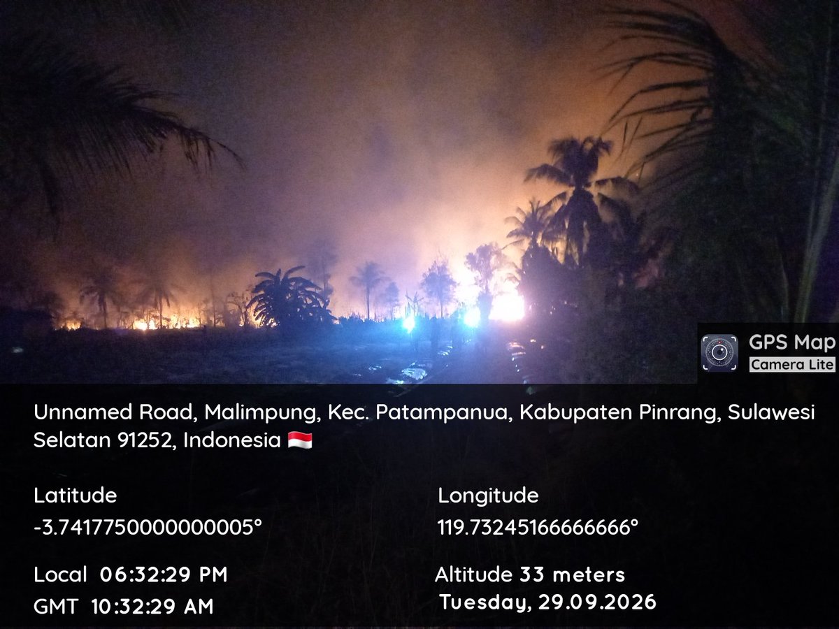 KODIM__1404_PRG's tweet photo. Babinsa bersama petugas Damkar dan masyarakat setempat berhasil melakukan pemadaman kebakaran lahan kosong seluas sekitar 4 hektare yang terjadi di sebelah timur area Lapangan Tembak Yonif 721/Mks, Dusun Malimpung, Desa Malimpung, Kec. Patampanua, Kab Pinrang, Selasa (29/09/2026) https://t.co/7lUoDABDW7
