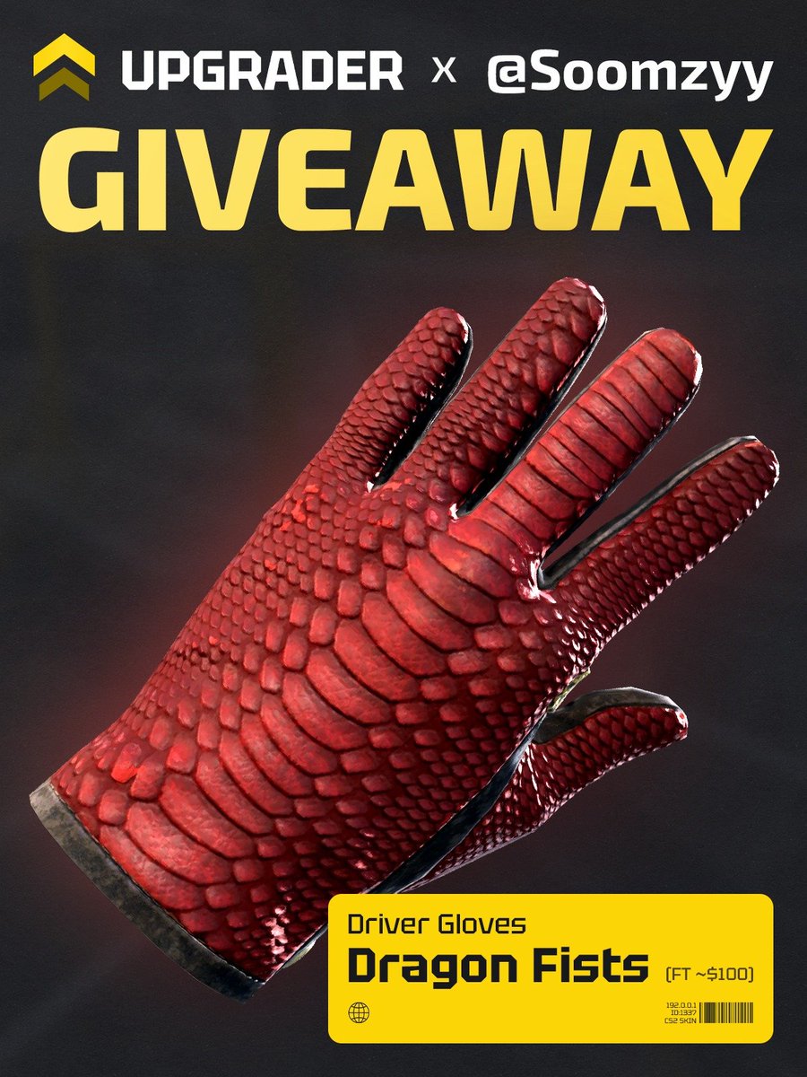 Soomzyy's tweet photo. 🎁★ Driver Gloves | Dragon Fists FT ($100) 

✅ Follow Me &amp; @upgradercs 
✅ Retweet
✅ Tag a Friend

⏰ Rolling in 7 Days! https://t.co/MSpEjoXddw