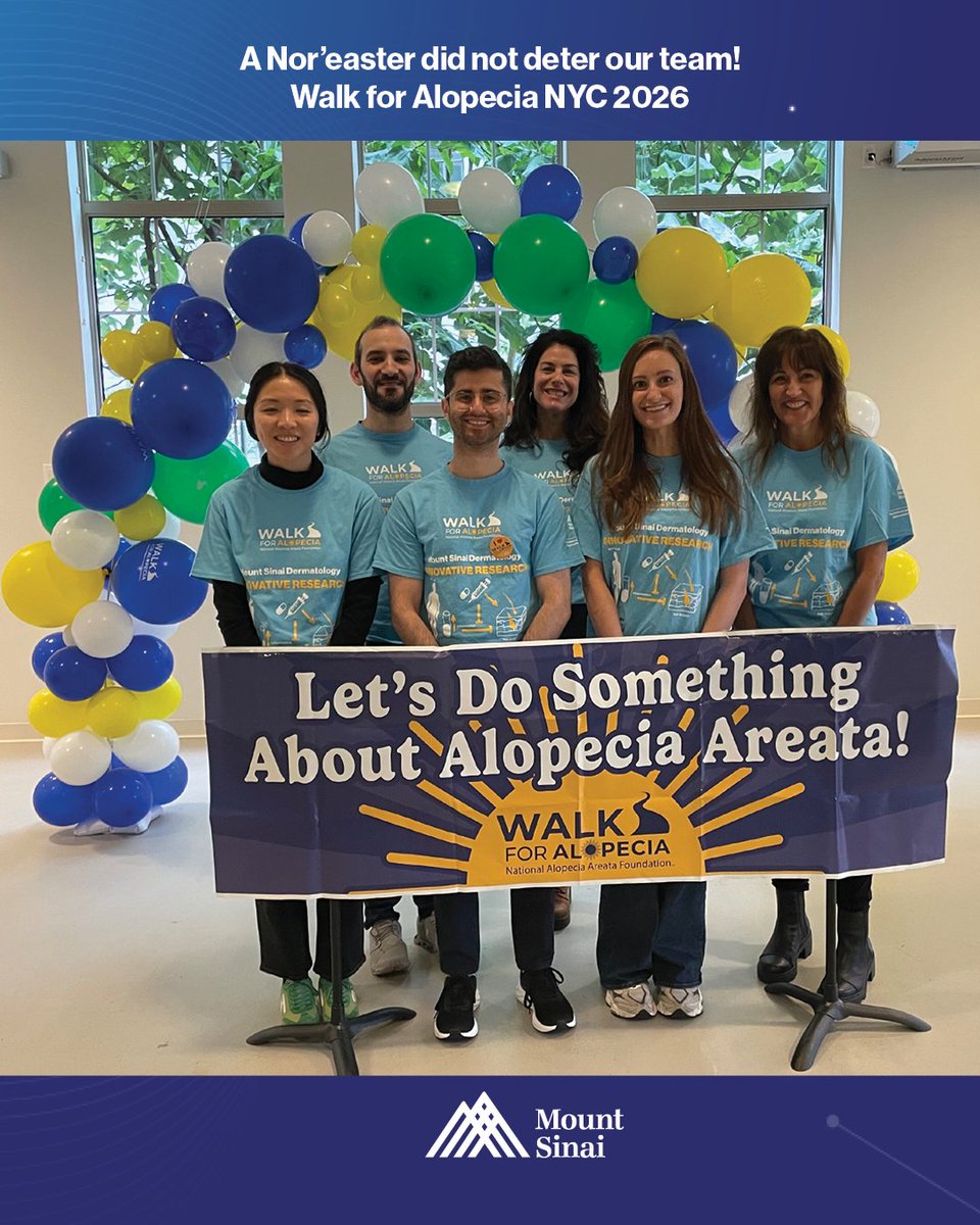 MSHSDerm's tweet photo. The Nor’easter did not stop our team— Walk for Alopecia NYC 2026. They headed indoors for a celebration raising funds &amp; awareness September = AA Awareness month. 💙 Early intervention is matters.
Call 212-241-9728 for an appt.
Our research: https://t.co/jXVvL9ZOG4 @EmmaGuttman https://t.co/fw4hg9xPh4