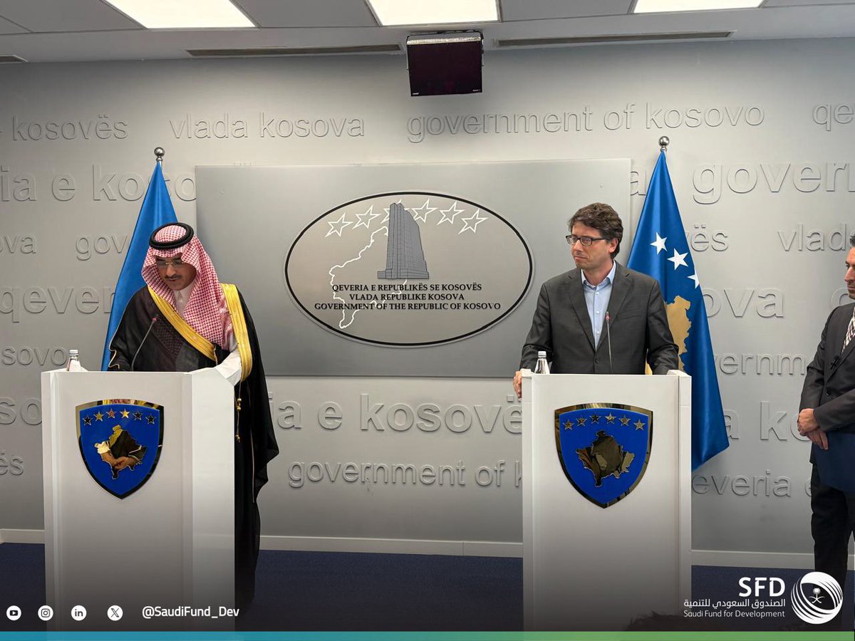 SaudiFund_Dev's tweet photo. #Kosovo | #SFD CEO Mr. Sultan Al-Marshad met with Minister of Finance Mr. Hekuran Murati @HekuranMurati, Minister of Infrastructure and Transport Mr. Dimal Basha , and Minister of Health Dr. Arben Vitia. During the meeting, they discussed ways to enhance development cooperation between both sides in financing development projects and programs in Kosovo.

#ProsperTogether