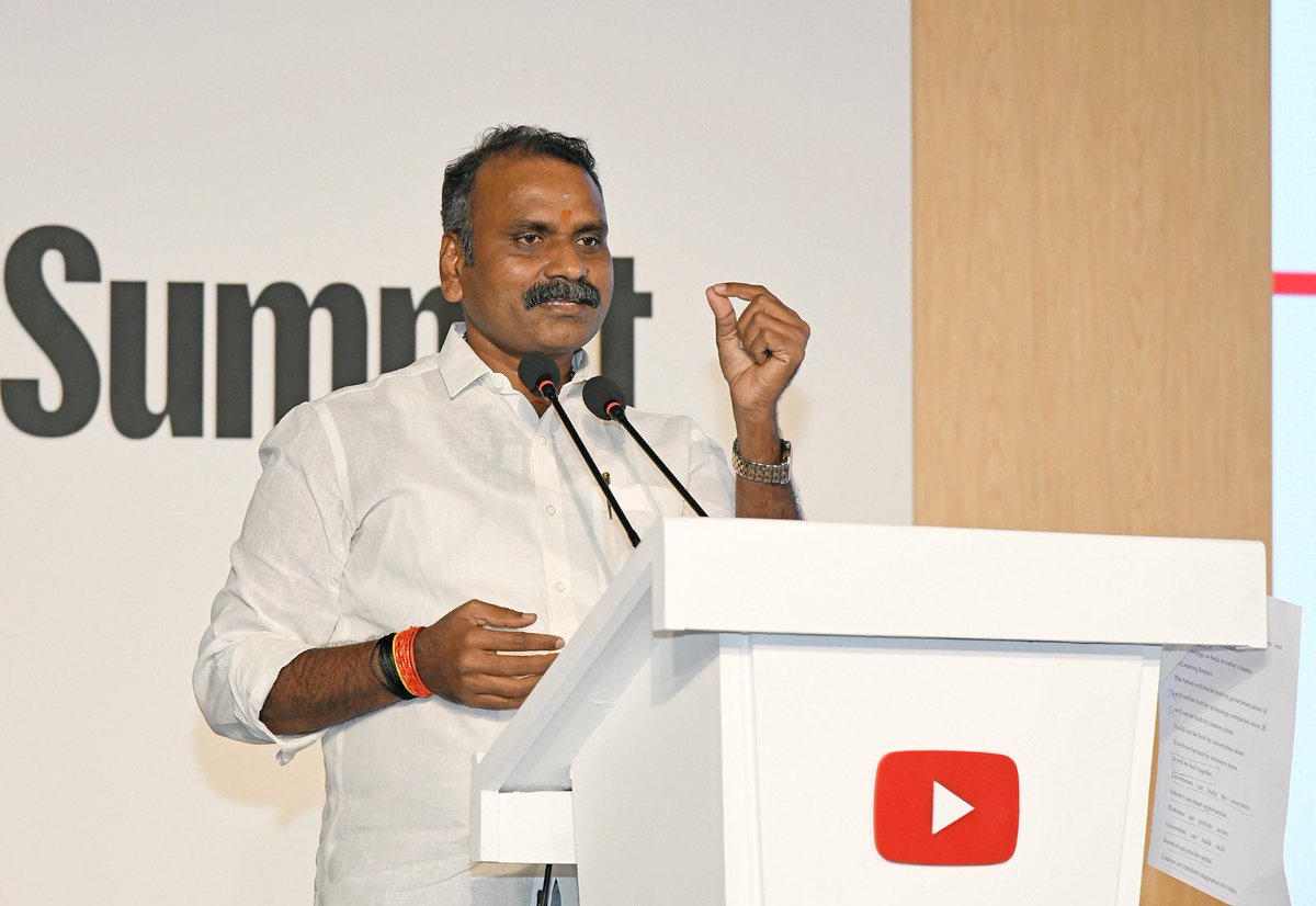 DrLMurugan's tweet photo. India is not merely a nation of more than a billion people; we are a nation of more than a billion stories, ideas and aspirations.

Delighted to deliver the keynote address at the #YouTubeImpactSummit 2026.

YouTube’s contribution of over ₹18,000 crore to India’s GDP and support for more than 9.6 lakh jobs reflects the immense potential of our creative economy.

Our Orange Economy is shaping India’s future, empowering creators, generating opportunities and taking India’s stories to the world under the visionary leadership of Hon’ble Prime Minister Shri @narendramodi Ji.