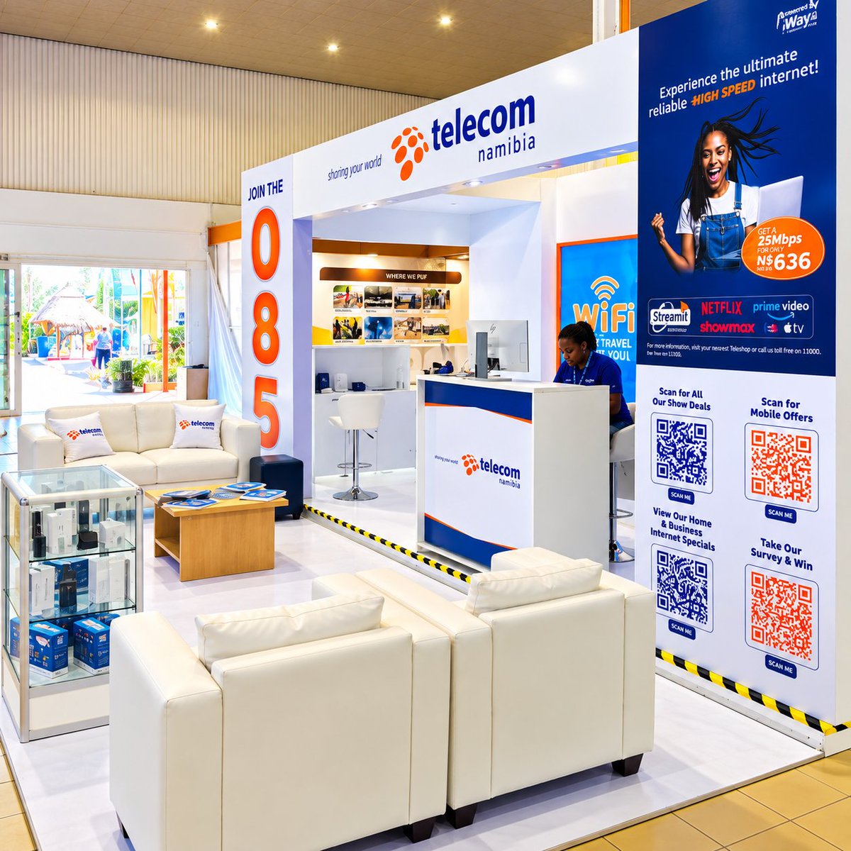 TelecomNamibia's tweet photo. Visit the Telecom Namibia stand in the Camelthorn Hall and take advantage of our Show specials. Grab our Buy 1, Get 1 FREE N$50 airtime vouchers, Pocket WiFi deal, 4G LTE Router deal and more.

For more information and all our Show specials, visit: https://t.co/OzrKMCSwuJ https://t.co/iPU7QnQrNm