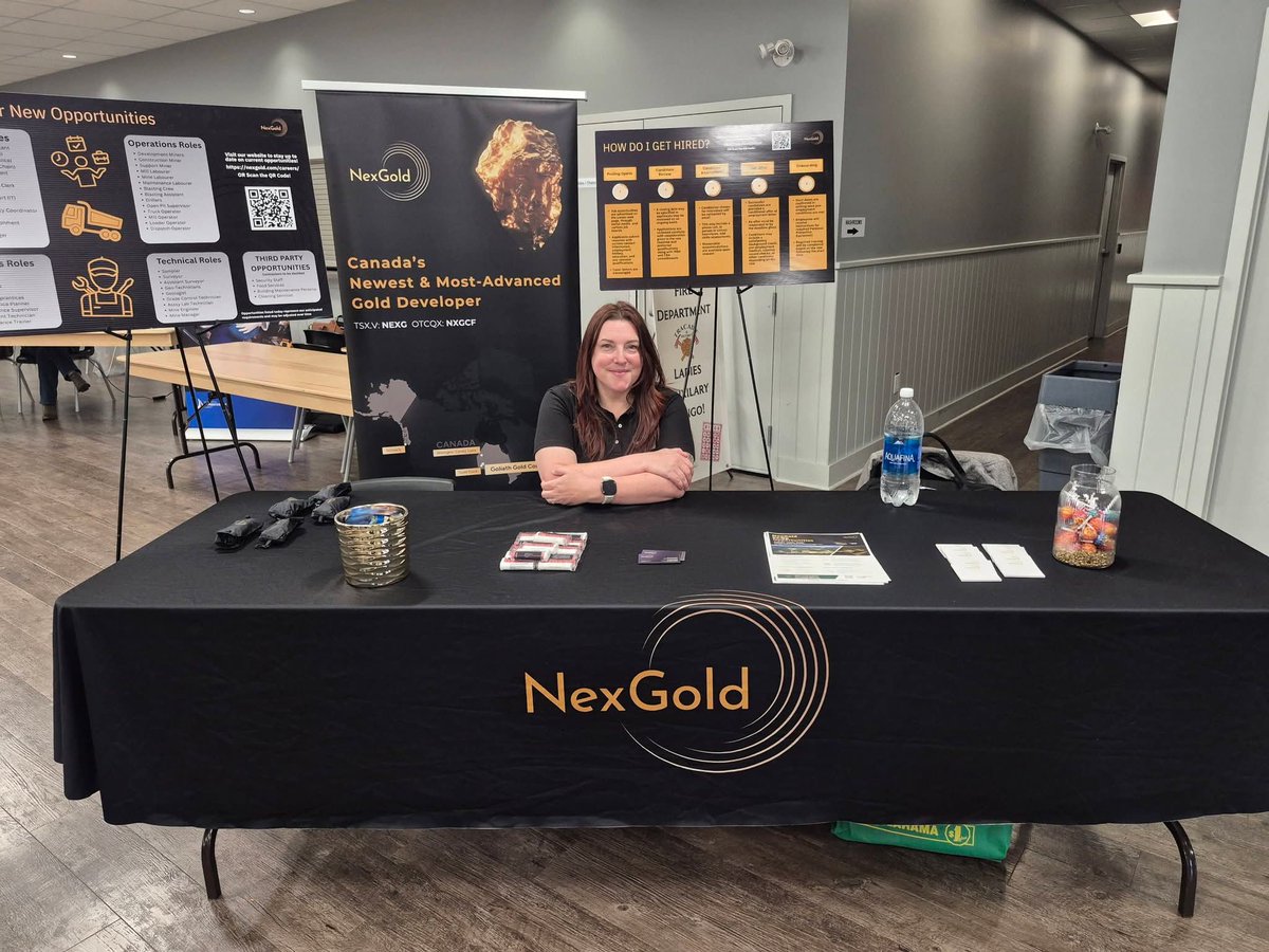 NexGoldMining's tweet photo. 🔨 NexGold is pleased to support the Mobile Construction Experience / Skilled Trades Showcase in Monastery, NS.
Today’s event is open to all communities from 9 AM–4 PM.
Stop by to meet skilled tradespeople, learn about apprenticeships at the NexGold table!

$NEXG $NXGCF https://t.co/5SX8RkMwEA
