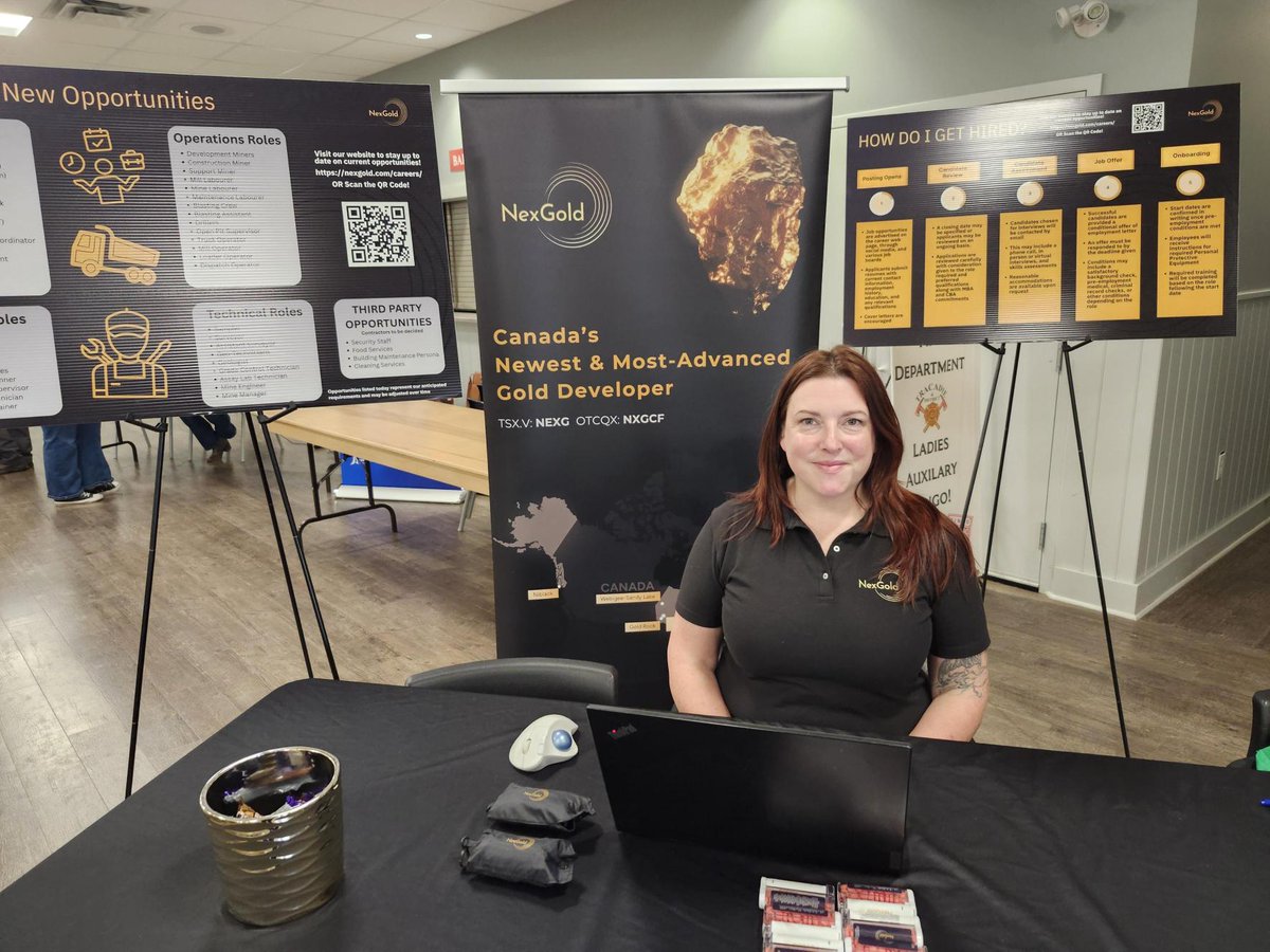 NexGoldMining's tweet photo. 🔨 NexGold is pleased to support the Mobile Construction Experience / Skilled Trades Showcase in Monastery, NS.
Today’s event is open to all communities from 9 AM–4 PM.
Stop by to meet skilled tradespeople, learn about apprenticeships at the NexGold table!

$NEXG $NXGCF https://t.co/5SX8RkMwEA