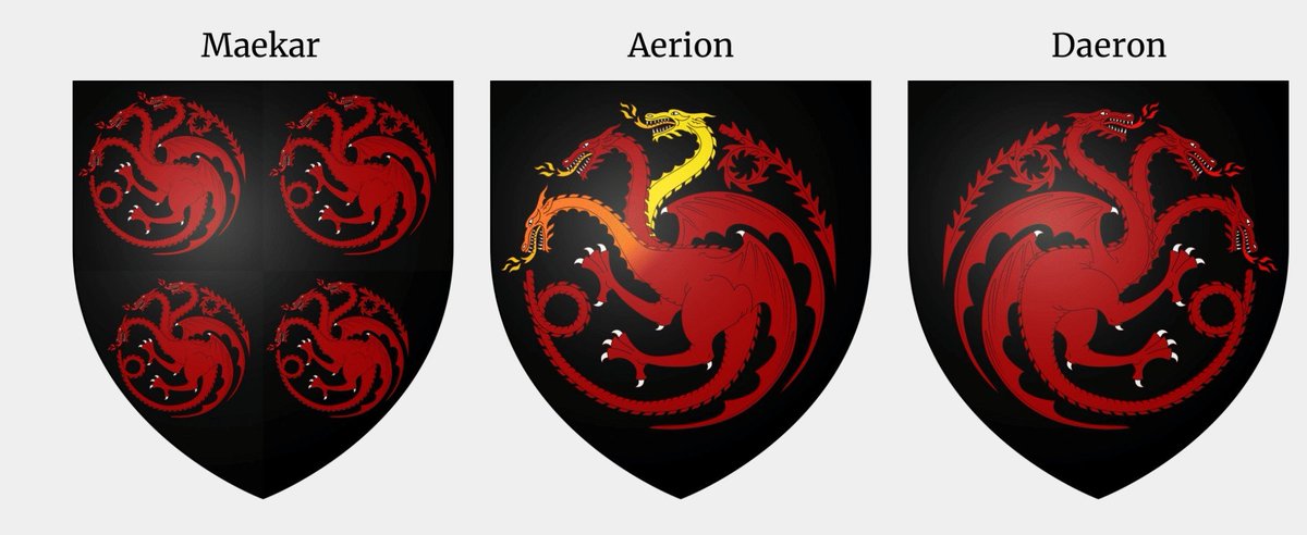 kendallgrl's tweet photo. the father putting four dragons on his banner because he's fourth son, one of the sons having bright colored dragons because he gave himself the nickname brightflame for some reason, and the other son just inverting the dragon and calling it a day. whole family edgy AND dumb 😭 https://t.co/PkXhHC1Jww