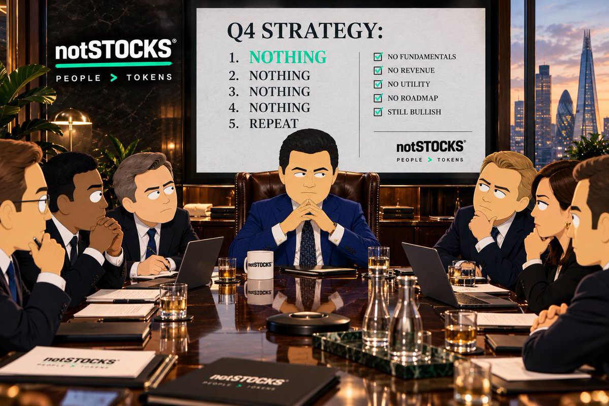 Notstocksdotfun's tweet photo. Markets go up.
Markets go down.
People chase green, people fear red.

But $NSTOCKS?
Up or down, round and round
Still $NSTOCKS. Still not stocks. https://t.co/dd1Y4UopyV